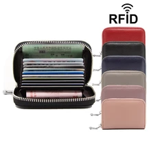 WESTLICHEN GÜNSTIGEN Frauen Visitenkarte Halter Kuh Leder Karte Brieftasche Verhindern RFID Weibliche Kreditkarte Halter Rot Blau Lila Neue