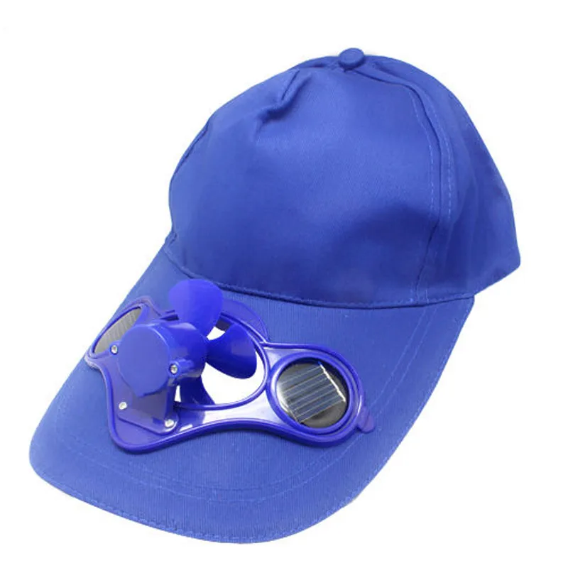 Велосипедная повязка на голову велосипед Кепка летний открытый Солнечный энергия солнца шляпа охлаждающий вентилятор для гольфа Бейсбол Спорт Gorra Ciclismo - Цвет: Синий