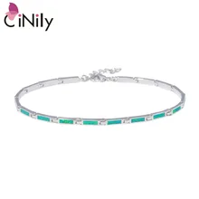 CiNily создан зеленый огненный опал посеребренный оптом для женщин ювелирные изделия подарок на день рождения браслет цепочка 7 1/"-8 1/2" OS662