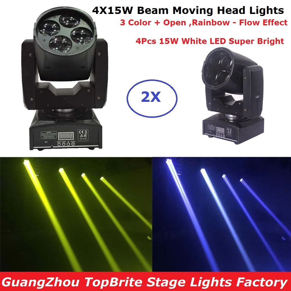 2Pcs/Lot 60W Led Moving Head Spot Effect Light 4x15W Super Beam Wash Mini Lighting For Stage DJ Disco Laser Projector | Лампы и