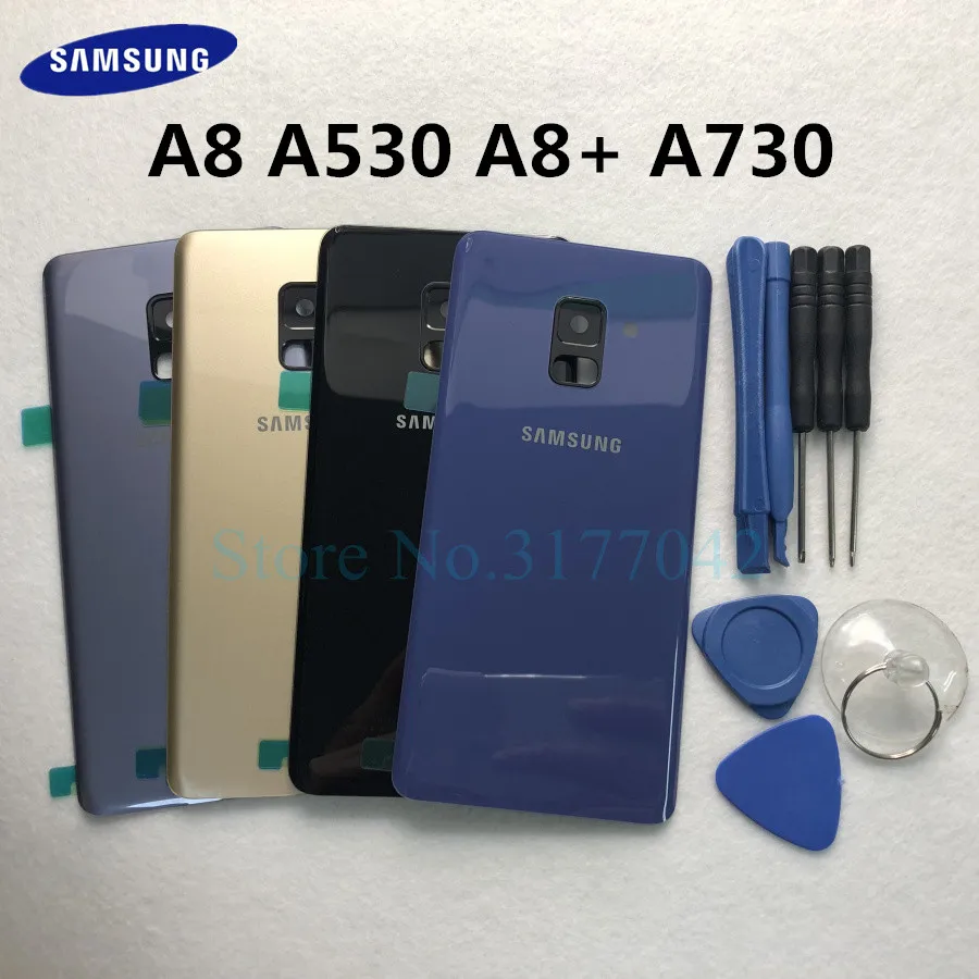 A8 задний корпус батареи для Samsung Galaxy A8 Plus A8+ A730 A730F A8 A530 A530F сзади Стекло чехол+ Инструменты