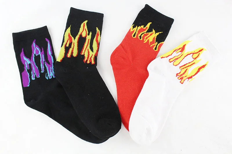 Новая мужская мода хип хоп пламя экипажа носки для девочек красное пламя Горячая тепло High Street скейтборд длинные хлопковые носки