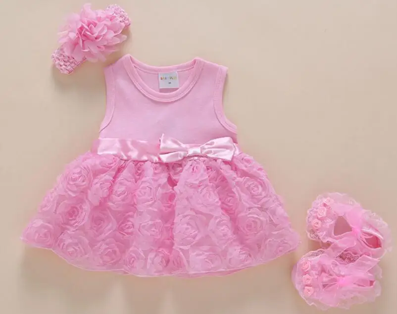 Summer-Toddler-Girl-Dress-Headband-Shoes-Newborn-Photography-Dress-Girls-Rose-Flowers-Bow-Party-Dresses-KKT167