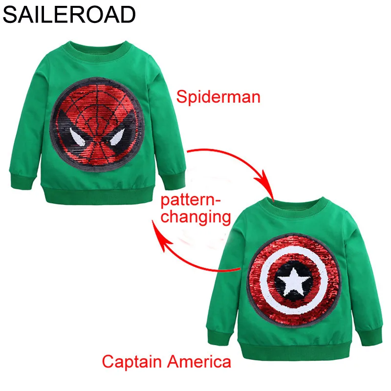 SAILEROAD Человек-паук, изменяющий лицо Captain America Boys Толстовки для детей с длинным рукавом Толстовка с капюшоном Детская толстовка