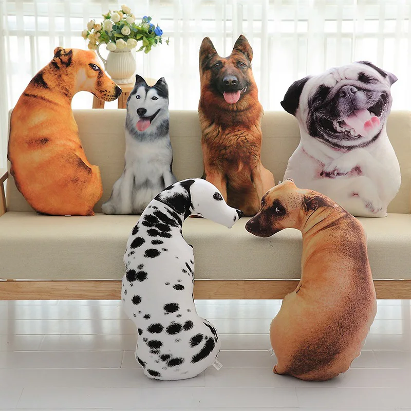 CAMMITEVER 50cm Cute Simulation Dog Plush Toy 3D Printing Stuffed Animal Dog Home Decor Cartoon Sofa Toys Sleeping Pillow Plush