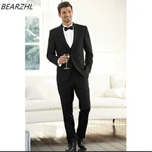 Мужской смокинг костюм для свадебных костюмов вечернее платье, сделанное на заказ черный популярный
