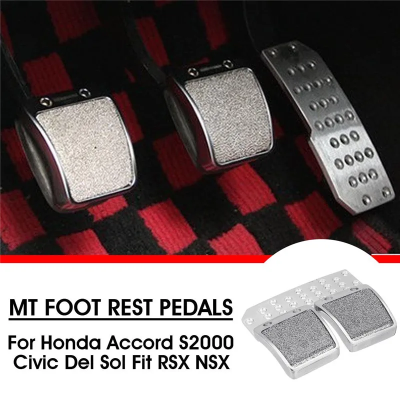 

SIlver 3Pcs/Set Car Foot Rest Fuel Brake Pedals for Honda Accord S2000 Civic RSX Frosted Accelerator Pedal Brake Foot Pedals
