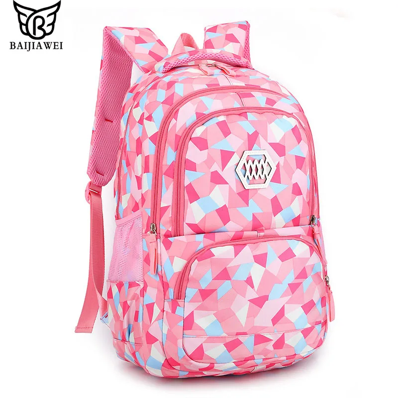 

BAIJIAWEI 2019 Girls School Bag Waterproof Light Weight Kids Backpack Children Printing Backpack Primary Bookbag for Teenagers