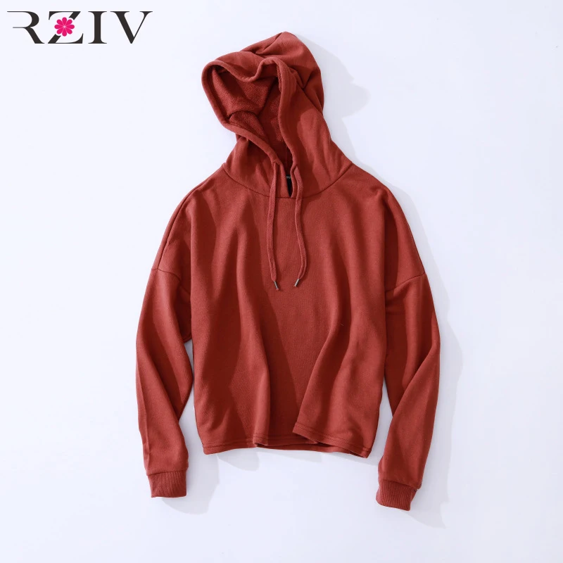 

RZIV Spring women's sweatshirt casual solid color hooded loose sweatshirt