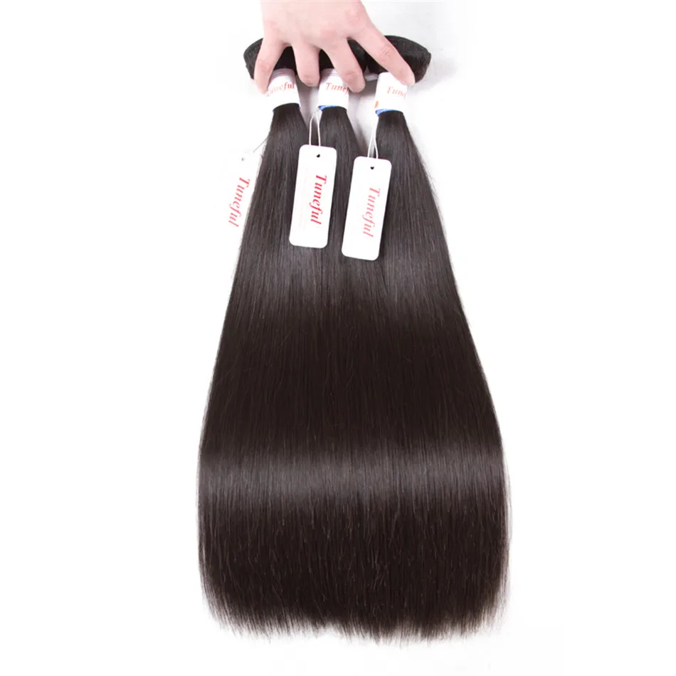 Peruvian Straight Hair Bundles With Closure Tuneful Hair Weave Bundle Natural Color Non Remy Human Hair 3 Bundles With Closure