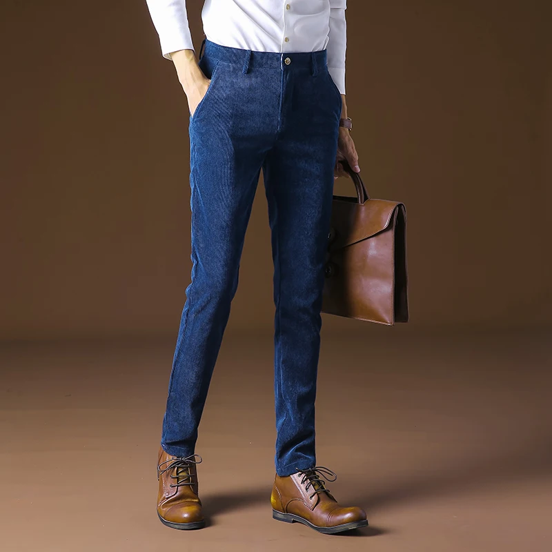 

Corduroy Men Pants 3 Solid Color Business Casual Men Trousers Office Dress Pant Men Calca-social Men Dress Pants 38