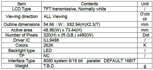 Ips 3,5 дюйма 40P SPI 262K на тонкопленочных транзисторах на тонкоплёночных транзисторах ЖК-дисплей Экран(Touch/без Touch) ILI9488 Водительская подушка безопасности 320(RGB)* 480 MCU 8/16Bit Интерфейс