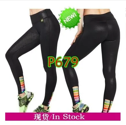 Adibao женские брюки спортивные Капри для бега узкие брюки Штаны Одежда для танцев yago leggginggs дно P679 - Цвет: P679 black