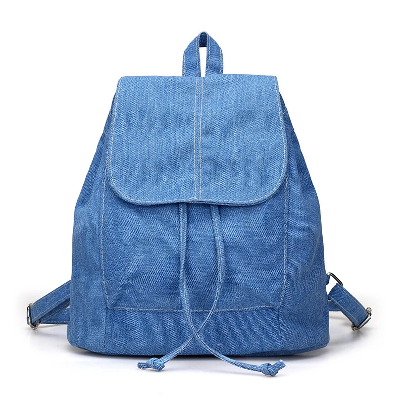 Новый холщовый женский рюкзак школьные сумки на шнурке для подростков девочек маленький рюкзак женский рюкзак (синий)
