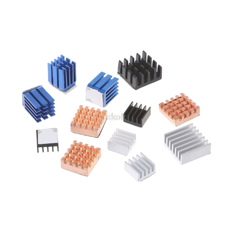 

12 Pcs/Set Heat Sink Aluminum Copper Radiator Cooler Kit For Raspberry Pi 2 / 3 A19 dropshipping