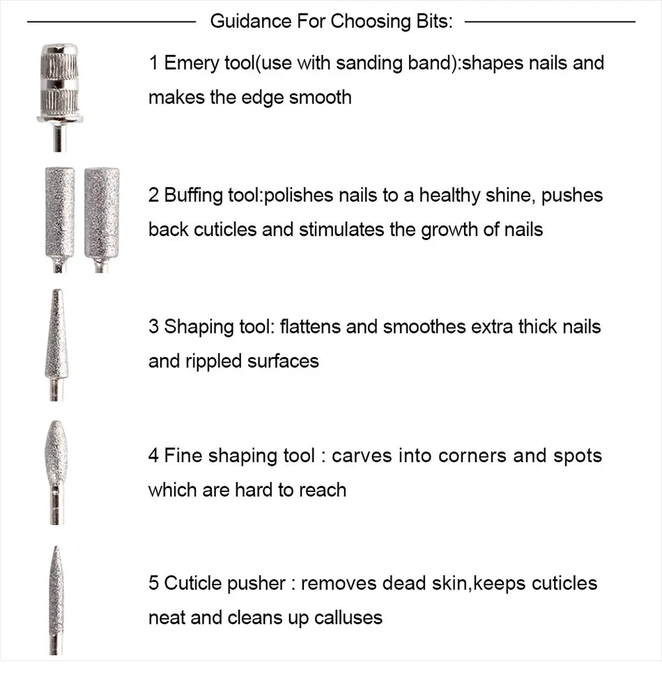 SIMINAIL 6 шт. сверла для дизайна ногтей шлифовальные для электрической пилки для ногтей Сменные полировочные металлические сверла с коробкой