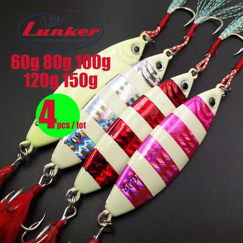 

Lunker slow Jig 60g 80g 100g 120g 150g versatile shore sea ocean luminous glow dark fishing metal jigging tuna lures boat