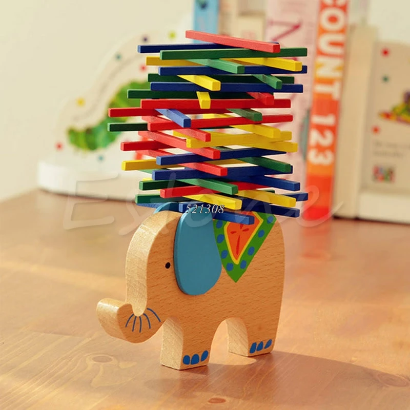 Baby font b Toys b font Educational Elephant Camel Balancing font b Blocks b font Wooden
