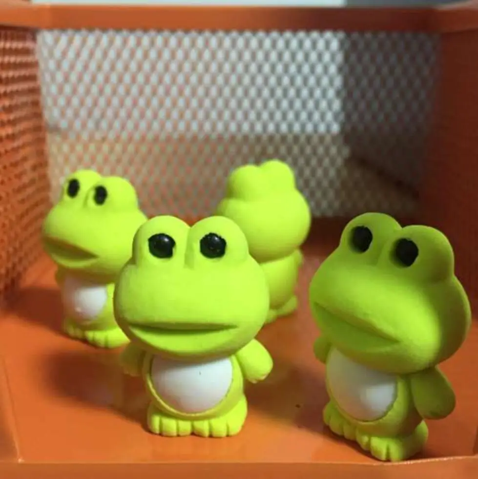 1 PC Cute Kawaii 3D Frog Animal Rubber Eraser for Kids Gift School