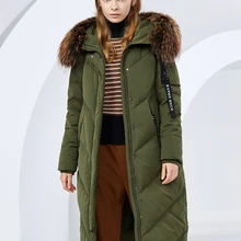 BOSIDENG женский зимний пуховик с капюшоном и большим воротником из натурального меха плотный теплый водонепроницаемый длинный пуховик B80141020