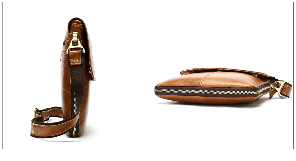 17 Men's Genuine Leather Shoulder Bag Cover & Zipper Leather Crossbody Bags for Men Messenger Bag Men Shoulder Bags Male Flap