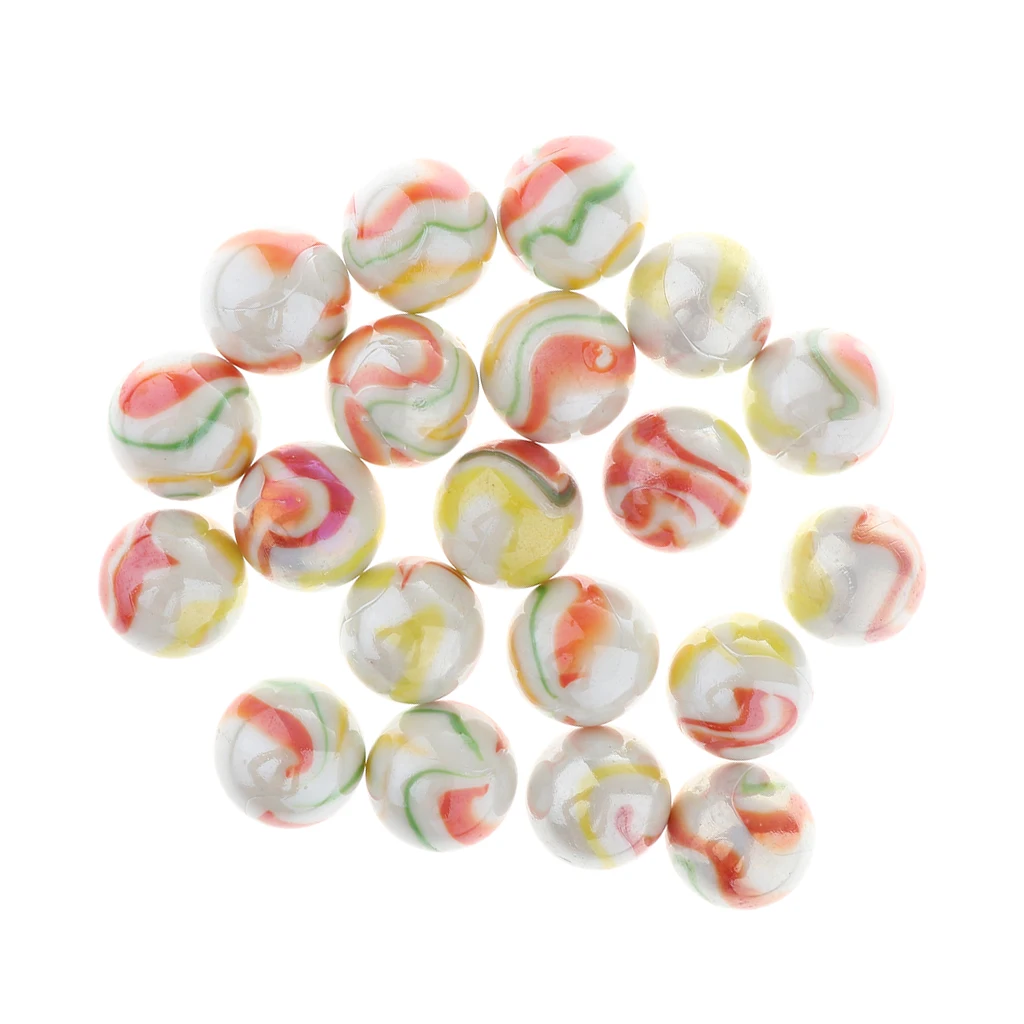 20pcs 25mm Floral Stripes Glass Bead Marbles Ball Run Stress Swirl Toy Decor