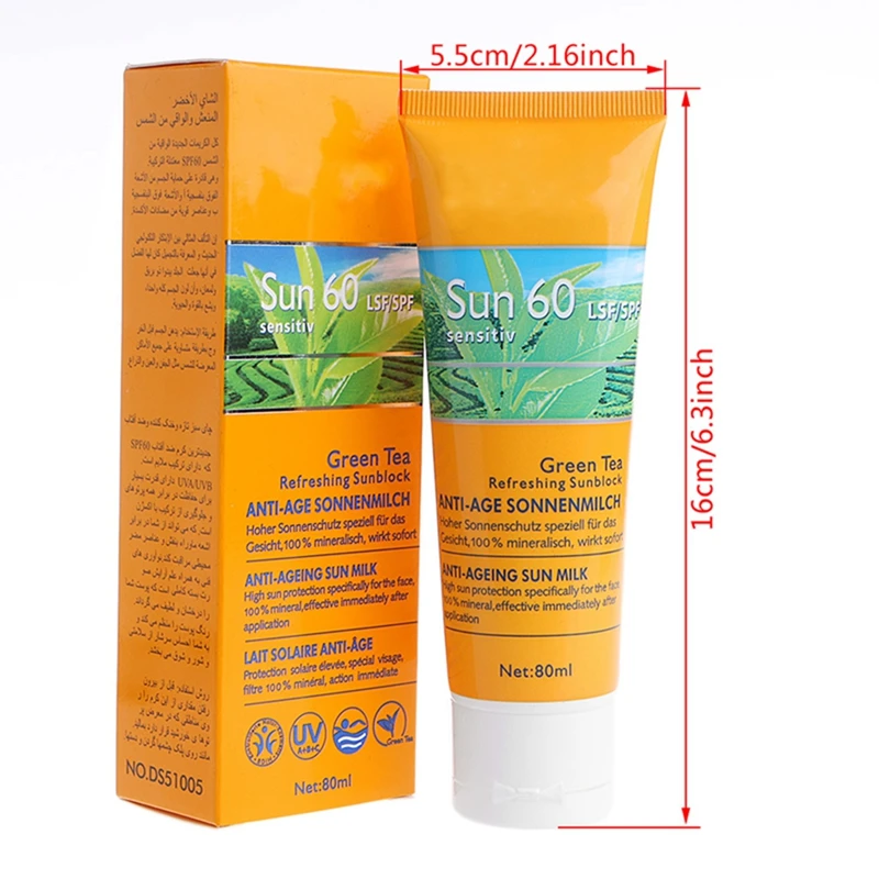 80 мл зеленый чай SPF 60+ солнцезащитный крем увлажняющий защита от солнечных лучей уход за кожей лица Уход за лицом макияж
