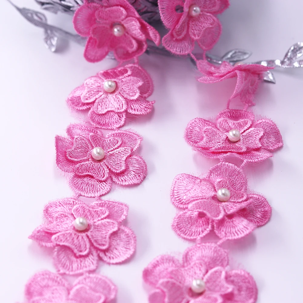 Pearl Lace Flower For Dress Ribbon Lace Trim Knitting Wedding Embroidered DIY Handmade Patchwork Sewing Supplies Craft H630 91cm lace ribbon lace sewing accessories lace sewing supplies lace accessories lace garment accessories lace decoration clothing craft accessories