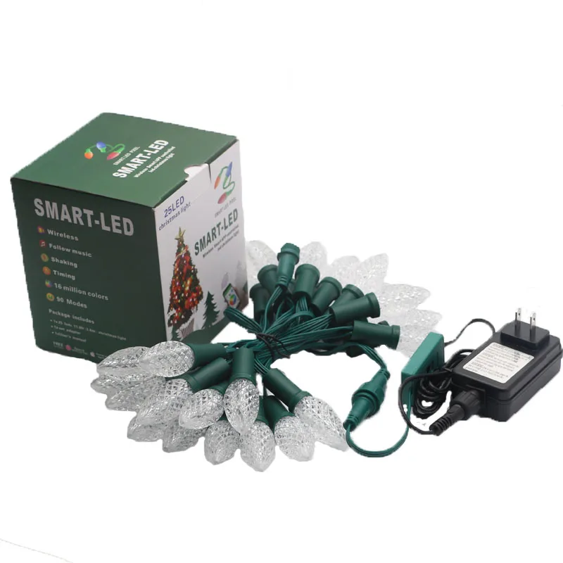 25nodes addressable RGB C9 DC12V WS2811 LED Christmas light Smart LED