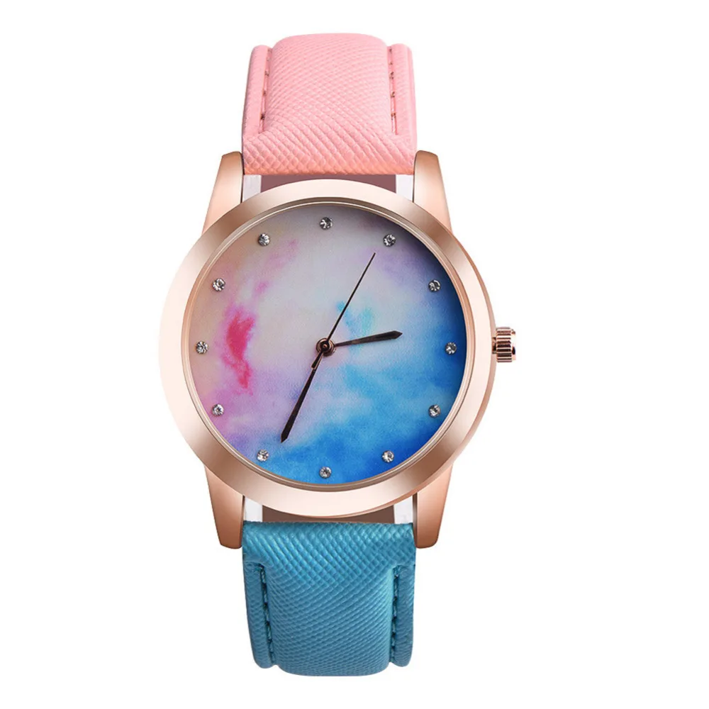 

Fashion Candy Color Clock Woman Leather Color Changing Wrist Watch Student Quartz Watches saat reloj mujer relogio