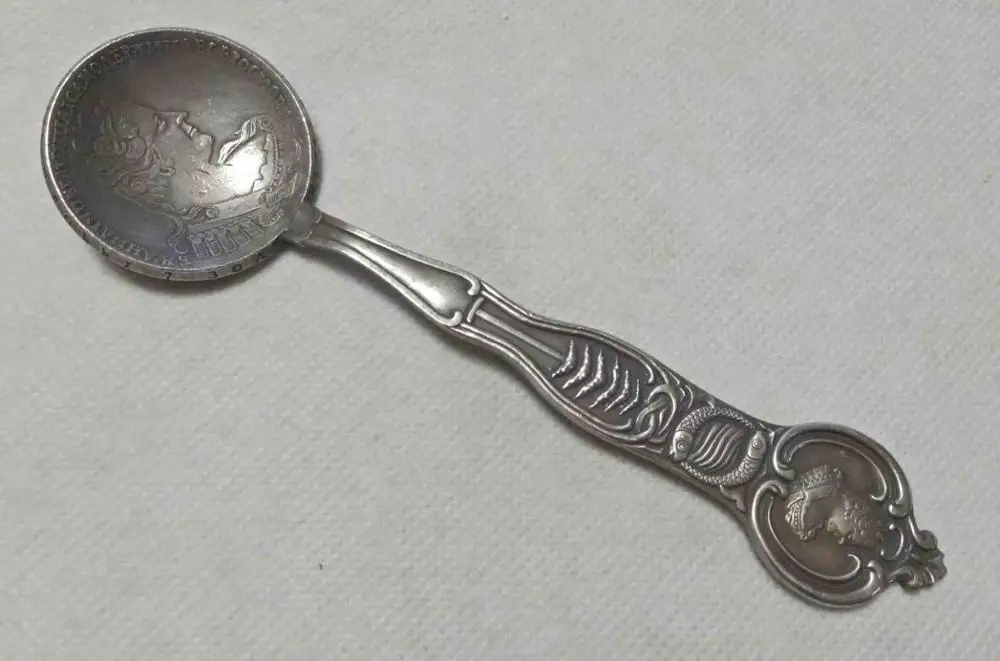 Россия император монеты ложки - Цвет: 1733 coin spoon