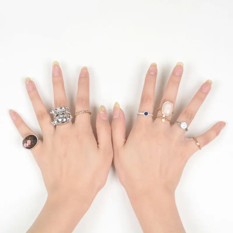 8Pcs/Set Women Ring Punk Style Gold color Alloy Jewelry Crystal Rings Skull Eagle Bague Femme Anelli Donna | Украшения и