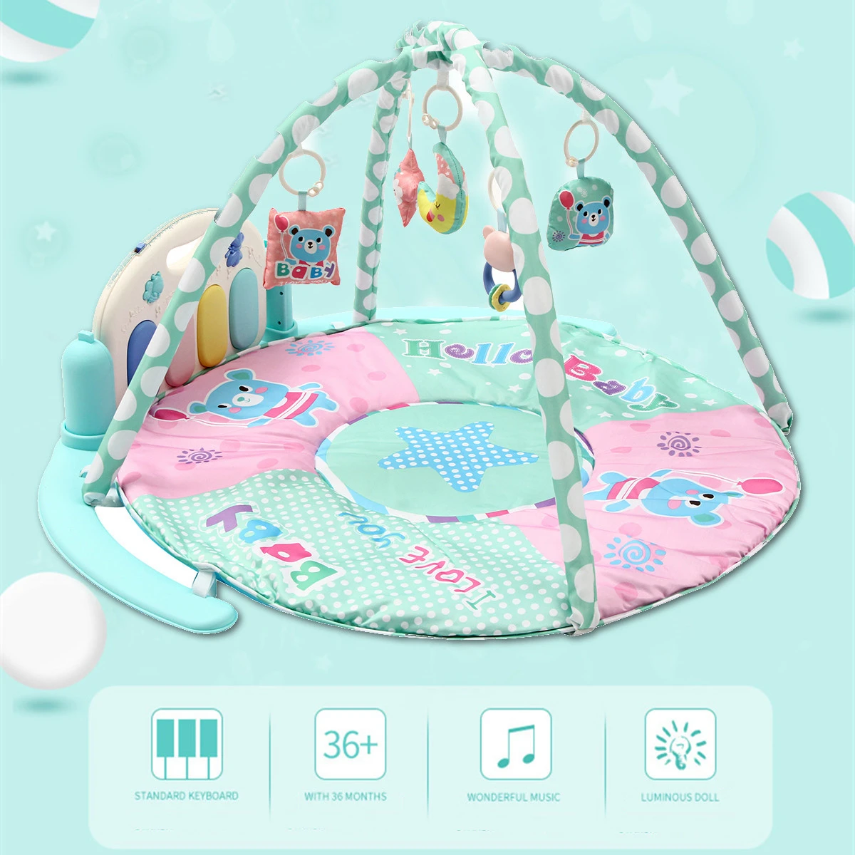 

Infant Game Blanket Early Education Music Fitness Rack Newborn Mat Remote Control Pedal Piano Baby Gym Activity Pedal Piano Toy