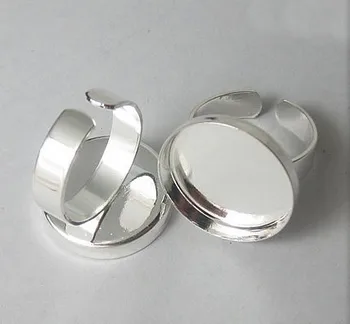 

Free distribution of high quality 18MM ring ring, high disc round, adjustable, shaped base blank / silver plated