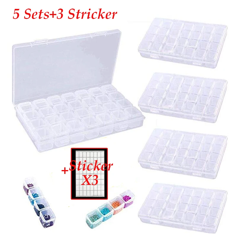 

28 lattices Adjustable diamond painting tools Plastic Storage Box diamont Storage Box for Diamond Embroidery Craft Bead