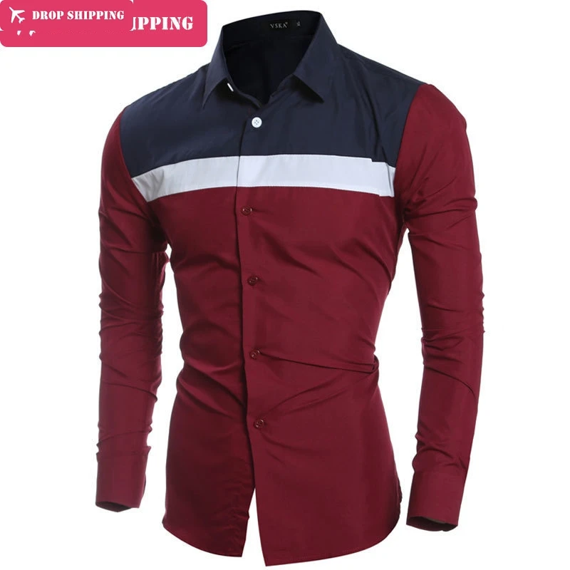 

Dropshipping Camisa Masculina 2018 Men's Fashion Slim Fit Casual Shirt Long Sleeve Shirts Printing Men Shirt, Asian Size