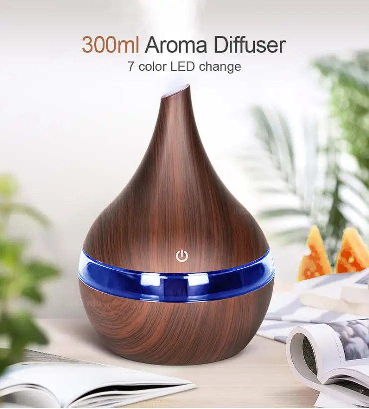

New Aroma Essential Oil Diffuser 300ml USB Mini Ultrasonic Air Humidifier Wood Grain Aromatherapy Mist Maker for home workplace