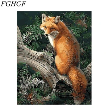 

FGHGF Frameless Pictures Fox Painting By Numbers DIY Digital Canvas Oil Painting Europe Home Decoration Wall Art