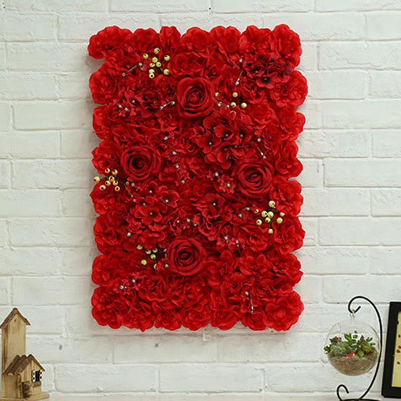 

40*60cm Silk Rose Artificial Flower Wall Panel Wedding Xmas Background Decor