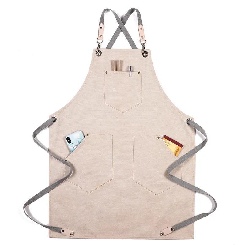 Apron 17 18 Цвета холст висит фартук на шею унисекс Регулируемый кожаный шеф-повар, официант Парикмахерская бариста Комбинезоны для дома с антискользящим покрытием; помогает бороться с передник - Цвет: Apron 17