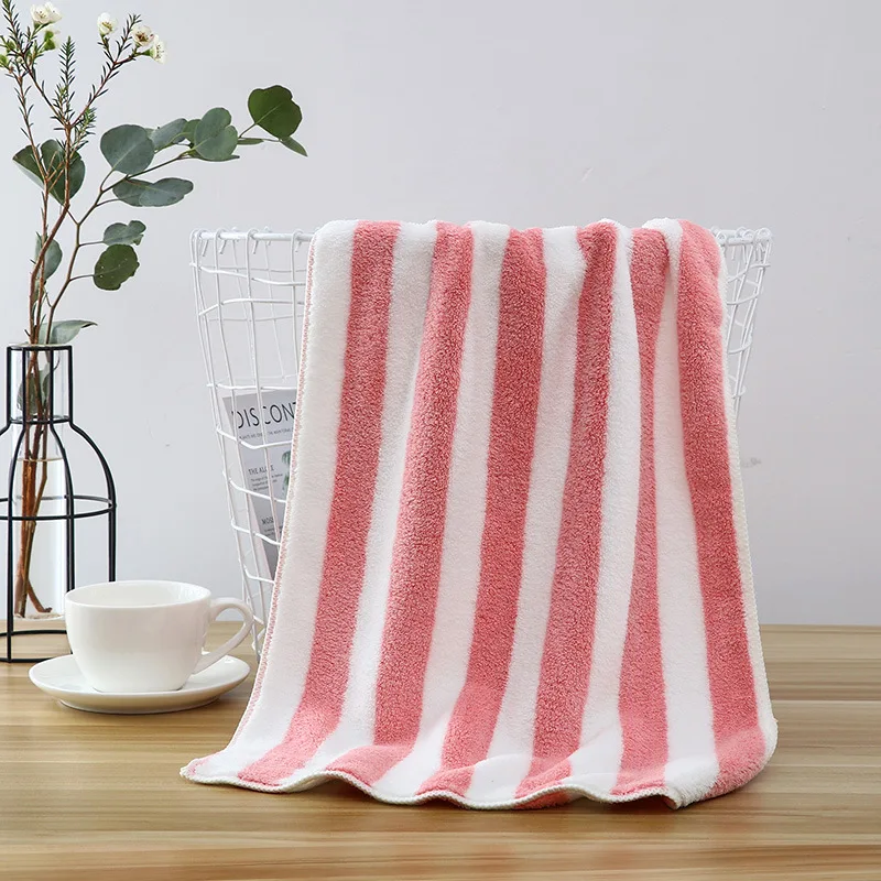 Волнистые полосы микрон микрофибра быстросохнущее детское полотенце для мытья банное полотенце для взрослых супер мягкое Впитывающее большое полотенце - Цвет: white strip
