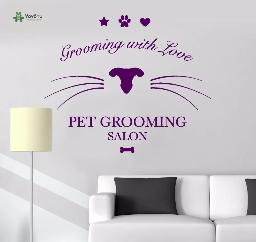 

YOYOYU Vinyl Wall Decal "Grooming With Love" Pet Beauty Salon Lovely Art Modern Removable Home D Stickers FD365