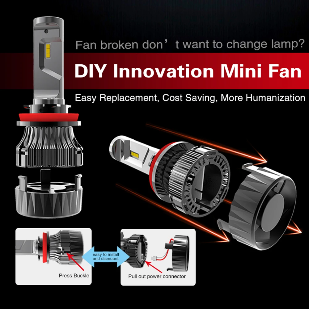 1 комплект H4 HB2 60 Вт 5000LM мини размер светодиодные фары H7 H8 H9 H11 9005 9006 9012 HB3 CSP Chips Focus Beam