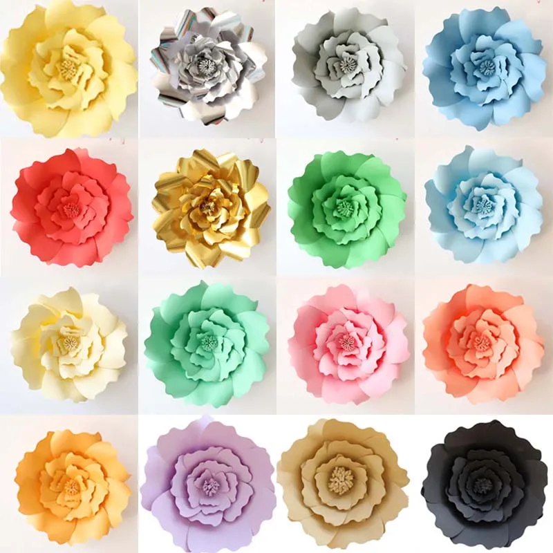 

30CM Head DIY Paper Flowers For Wedding Decoration,Giant Paper Flower Backdrop Artificial Sharp/Round corners rose Wall Decor