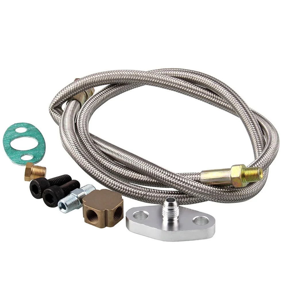 

Turbocharger Kit Universal Fitting For Turbo For Car Modification T3 Turbo Fuel Supply Tubing Turbocharger Oil Adapter Kit