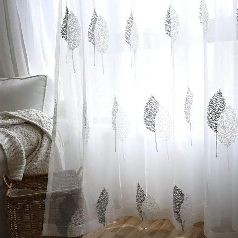 Серая занавеска для окна спальни белая прозрачная вуаль ткань занавеска для гостиной Тюль занавески для кухни X399#30