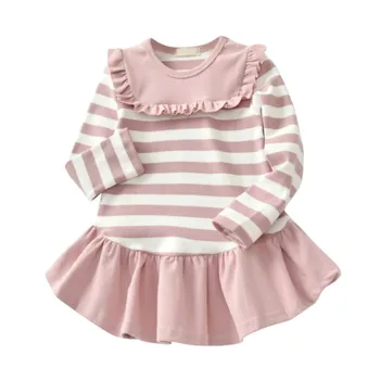 

Newly Kids Girls Dresses Autumn/Winter Striped Dress For Girl Cute Long Sleeve Baby Girl Dress 2018