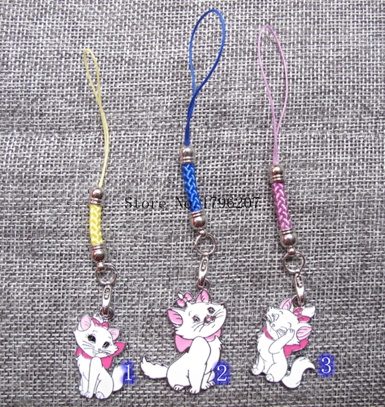 

10 pcs Cartoon mixed marie cat lanyard Metal Keyrings Bag Pendant Jewelry Gift WK-46
