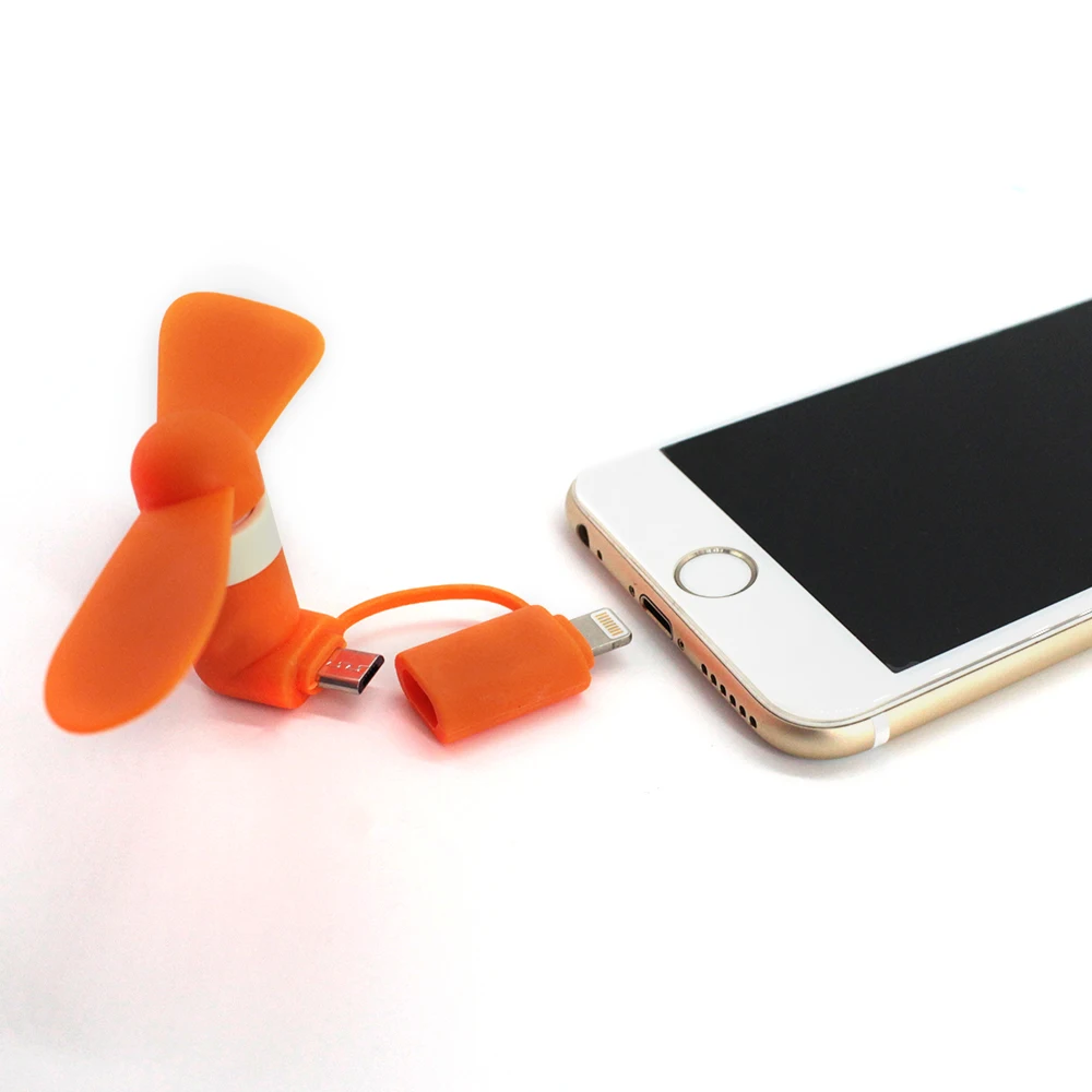Mini 2 in 1 USB Fan For iPhone 5 6 7 Lightning Fan for Samsung HTC Sony Android Portable Micro USB OTG Smartphone Gadget mini fan