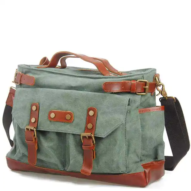 Buy Men's Vintage Canvas Leather School Military